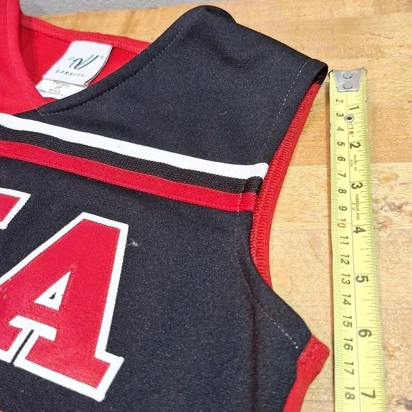 2 Piece Cheer Suit Costume FCA Tina Fey‎ Red Black Youth 2XL OR Womens XS/S - Picture 6 of 11